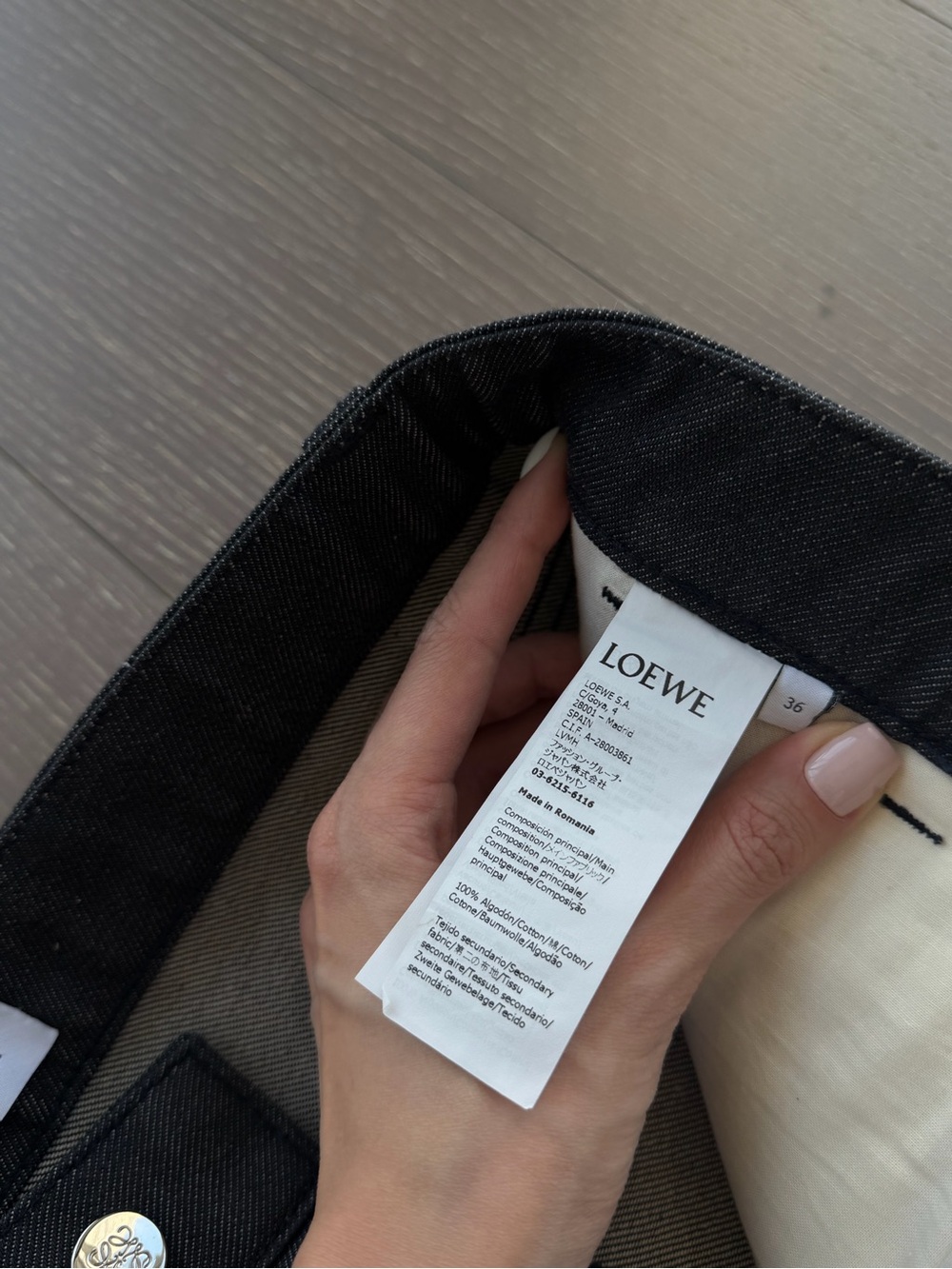 Loewe Fisherman’s Straight Jeans in Dark Gray with Cream Cuffs - Picture 4 of 7